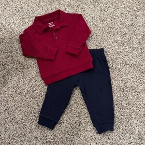 Carter's Burgundy Top and Navy Joggers Set